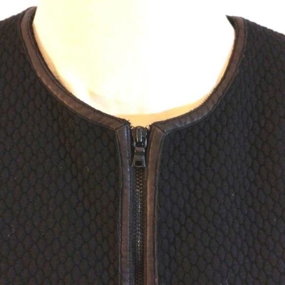 Alice + Olivia Jacket Sz SP Black LAMB LEATHER TRIM Puff Quilted Blazer Regency - Picture 4 of 16